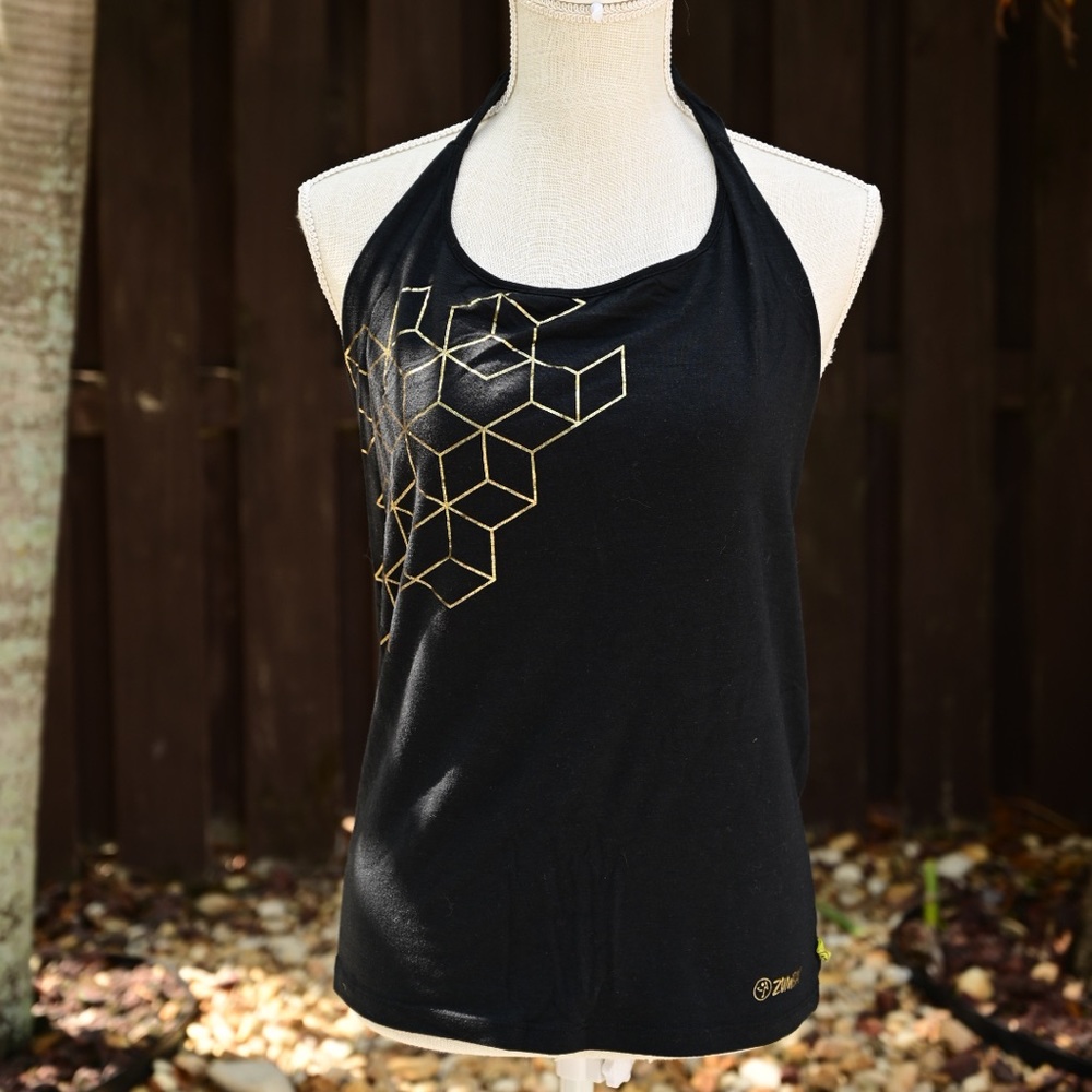 Zumba halter top with foil design